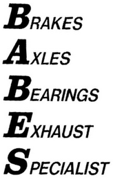 BABES BRAKES AXLES BEARINGS EXHAUST SPECIALIST logo
