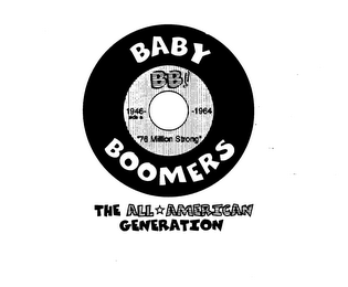 BABY BOOMERS BB! 1946 & 1964 "76 MILLION STRONG" THE ALL AMERICAN GENERATION logo
