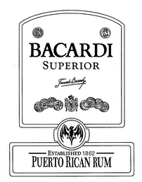 BACARDI SUPERIOR FACUNDO BACARDI ESTABLISHED 1862 PUERTO RICAN RUM logo