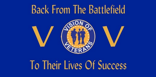 BACK FROM THE BATTLEFIELD TO THEIR LIVES OF SUCCESS V O V VISION OF VETERANS logo