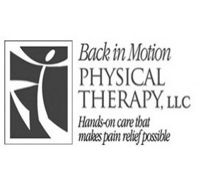 BACK IN MOTION PHYSICAL THERAPY, LLC HANDS-ON CARE THAT MAKES PAIN RELIEF POSSIBLE logo