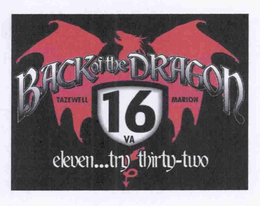 BACK OF THE DRAGON TAZEWELL 16 VA MARION ELEVEN...TRY THIRTY-TWO logo