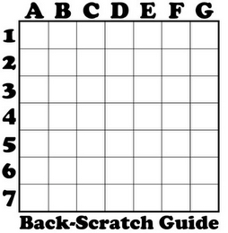 BACK-SCRATCH GUIDE 1 2 3 4 5 6 7 A B C D E F G logo