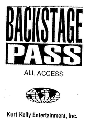 BACKSTAGE PASS ALL ACCESS KURT KELLY ENTERTAINMENT, INC. logo