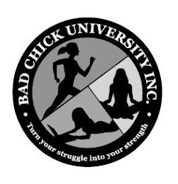 BAD CHICK UNIVERSITY TURN INC. TURN YOUR STRUGGLE INTO YOUR STRENGTH logo