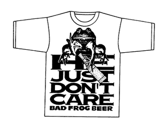 BAD FROG BEER HE JUST DON'T CARE logo