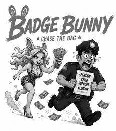 BADGE BUNNY CHASE THE BAG PENSION CHILD SUPPORT ALIMONY logo
