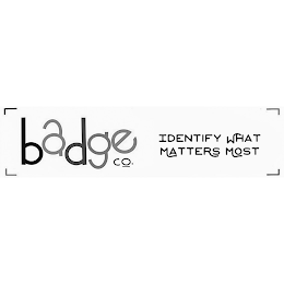 BADGE CO. IDENTIFY WHAT MATTERS MOST logo