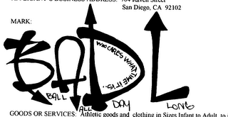 BADL BALL ALL DAY LONG WHO CARES WHAT TIME IT IS logo