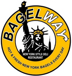 BAGEL WAY NEW YORK STYLE DELI RESTAURANT HOT & FRESH NEW YORK BAGELS EVERYDAY logo