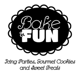 BAKE & FUN ICING PARTIES GOURMET COOKIES AND SWEET TREATS logo