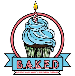 B.A.K.E.D BELIEVE AND KONQUER EVERY DREAM logo