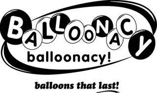 BALLOONACY BALLOONACY! BALLOONS THAT LAST! logo