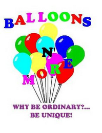 BALLOONS N' MORE WHY BE ORDINARY?...BE UNIQUE! logo