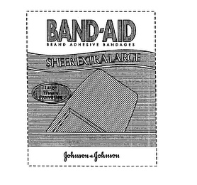 BAND-AID BRAND ADHESIVE BANDAGES SHEER EXTRA LARGE LARGE WOUND PROTECTION JOHNSON & JOHNSON logo