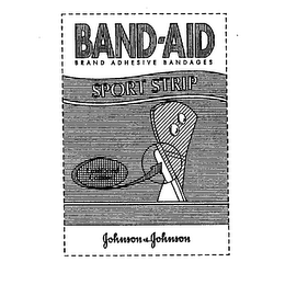 BAND-AID SPORT STRIP BRAND ADHESIVE BANDAGES CUSHIONED COMFORT JOHNSON & JOHNSON logo