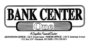 BANK CENTER ONE A COMPLETE FINANCIAL CENTER logo