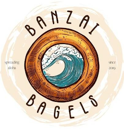 BANZAI BAGELS, SPREADING ALOHA SINCE 2019 logo
