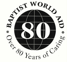 BAPTIST WORLD AID OVER 80 YEARS OF CARING logo
