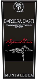 BARBERA D'ASTI DENOMINAZIONE DI ORIGINE CONTROLLATA E GARANTITA LEQUILIBRIO MONTALBERA logo