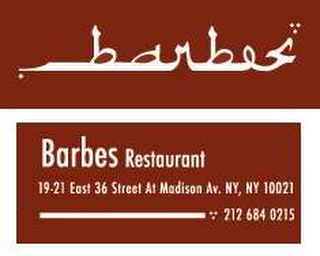 BARBES BARBES RESTAURANT 19-21 EAST 36 STREET AT MADISON AV.  NY, NY 10021 212 684 0215 logo