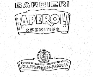 BARBIERI APEROL APERITIVO SLFB PRODOTTI TERAPEUTICI RICOSTITUENTI S.L. FLLI. BARBIERI-PANDOVA logo