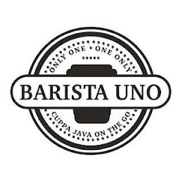 BARISTA UNO ONLY ONE ONE ONLY CUPPA JAVA ON THE GO logo