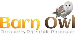 BARN OWL TRUSTWORTHY, DEPENDABLE, RESPONSIBLE logo