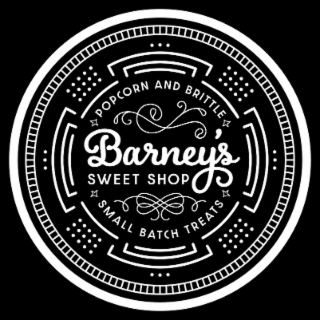BARNEY'S SWEET SHOP POPCORN AND BRITTLE SMALL BATCH TREATS logo