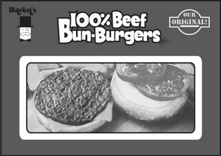 BARON'S 100% BEEF BUN·BURGERS OUR ORIGINAL! logo
