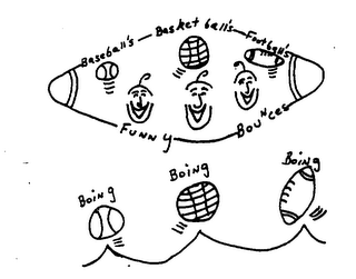 BASEBALL'S BASKET BALL'S FOOTBALL'S FUNNY BOUNCES BOING BOING BOING logo