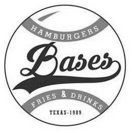 BASES HAMBURGERS FRIES & DRINKS TEXAS -1989 logo