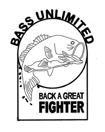 BASS UNLIMITED BACK A GREAT FIGHTER logo