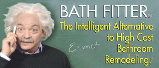 BATH FITTER. THE INTELLIGENT ALTERNATIVE TO HIGH COST BATHROOM REMODELING. E=MC2 logo