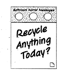 BATHROOM MIRROR MESSAGES RECYCLE ANTHING TODAY? logo