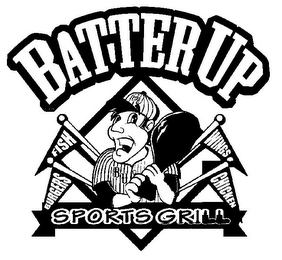 BATTER UP SPORTS GRILL FISH BURGERS WINGS CHICKEN BU BU logo