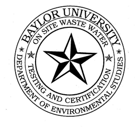 BAYLOR UNIVERSITY DEPARTMENT OF ENVIRONMENTAL STUDIES ON SITE WASTE WATER TESTING AND CERTIFICATION logo