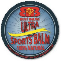 BB BEST BALM ULTRA SPORTS BALM 100% NATURAL PROFESSIONAL STRENGTH MUSCLE AND PAIN RELIEF logo