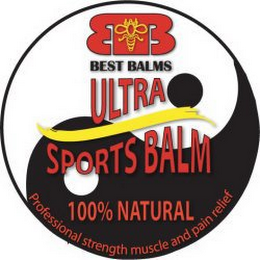 BB BEST BALMS ULTRA SPORTS BALM 100% NATURAL PROFESSIONAL STRENGTH MUSCLE AND PAIN RELIEF logo