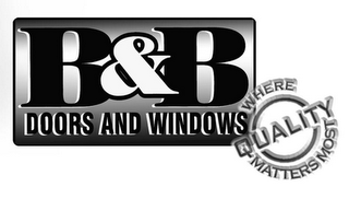 B&B DOORS AND WINDOWS WHERE QUALITY MATTERS MOST logo