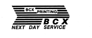 BCX PRINTING BCX NEXT DAY SERVICE logo