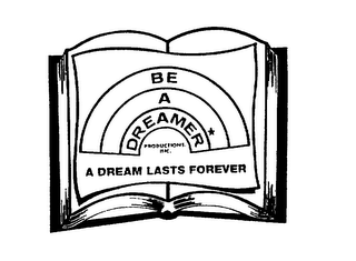 BE A DREAMER PRODUCTIONS, INC. A DREAM LASTS FOREVER logo