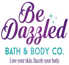 BE DAZZLED BATH & BODY CO. LOVE YOUR SKIN. DAZZLE YOUR BODY. logo