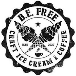 B.E. FREE CRAFT ICE CREAM & COFFEE ESTD 2020 logo