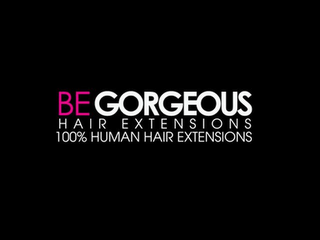 BE GORGEOUS HAIR EXTENSIONS 100% HUMAN HAIR EXTENSIONS logo