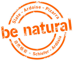 BE NATURAL SLATE ARDOISE PIZARRA SCHIEFER ARDÓSIA logo