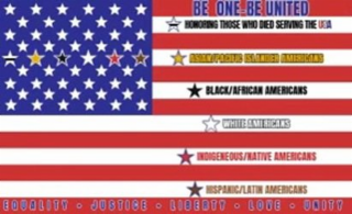 BE ONE-BE UNITED HONORING THOSE WHO DIED SERVING THE USA ASIAN /PACIFIC ISLANDER AMERICANS BLACK/AFRICAN AMERICANS WHITE AMERICANS INDIGENEOUS/NATIVE AMERICANS HISPANIC/LATIN AMERICANS EQUALITY JUSTICE LIBERTY LOVE UNITY BO-BU AMERICA logo