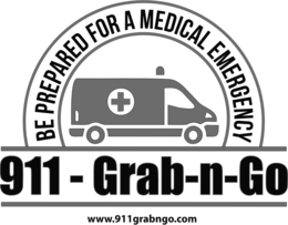 BE PREPARED FOR A MEDICAL EMERGENCY 911 - GRAB-N-GO WWW.911GRABNGO.COM logo