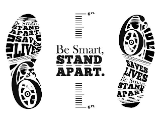 BE SMART STAND APART. SAVES LIVES 6FT BE SMART STAND APART. SAVES LIVES BE SMART, STAND APART. 6FT logo