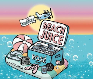 BEACH JUICE WITH BUBBLES ROSE WINE BEACH JUICE ROSE BEACH JUICE CALIFORNIA logo